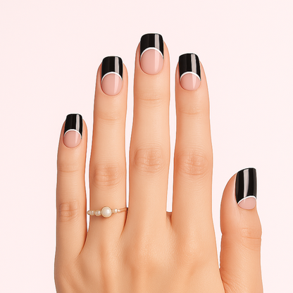 Black french tip gel nail stickers